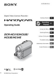 Sony DCR HC 54 E manual. Camera Instructions.