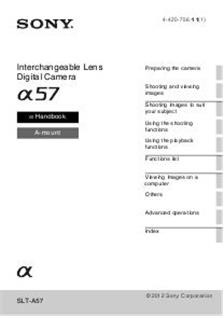 Sony A57 manual. Camera Instructions.