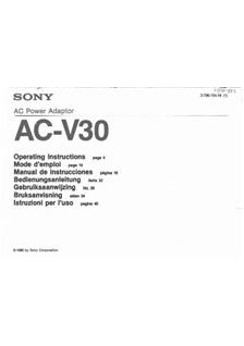 Sony ACV 30 manual. Camera Instructions.