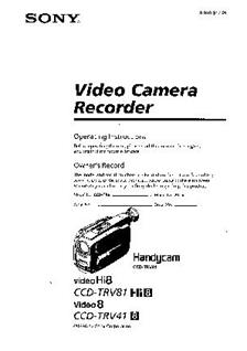 Sony CCD TRV 81 E manual. Camera Instructions.