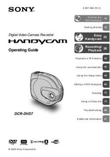 Sony DCR DVD 7 E manual. Camera Instructions.