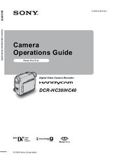 Sony DCR HC 30 E manual. Camera Instructions.