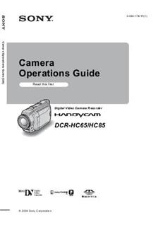 Sony DCR HC 85 E manual. Camera Instructions.