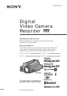 Sony DCR IP 220 manual. Camera Instructions.