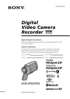 Sony DCR IP 55 manual. Camera Instructions.