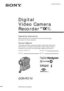 Sony DCR PC 110 E manual. Camera Instructions.