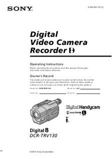 Sony DCR TRV 130 E manual. Camera Instructions.