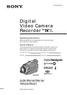 Sony DCR TRV 18 E manual. Camera Instructions.