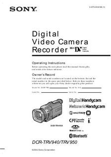 Sony DCR TRV 950 E manual. Camera Instructions.