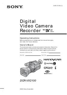 Sony DCR VX 2100 manual. Camera Instructions.