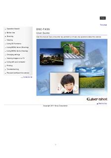 Sony Cyber-shot TX55 manual. Camera Instructions.
