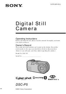 Sony Cyber-shot P5 manual. Camera Instructions.