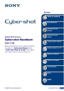 Sony Cyber-shot T100 manual. Camera Instructions.