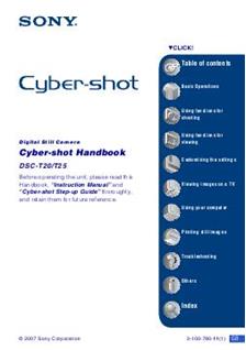 Sony Cyber-shot T20 manual. Camera Instructions.