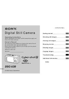 Sony Cyber-shot U20 manual. Camera Instructions.