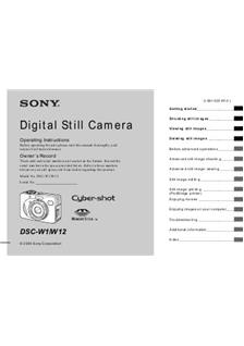 Sony Cyber-shot W1 manual. Camera Instructions.