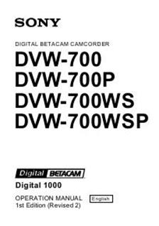 Sony DVW 700WS manual. Camera Instructions.