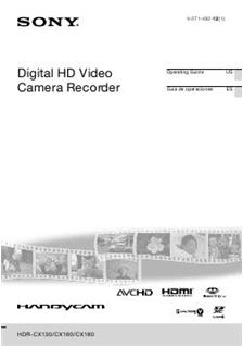 Sony HDR CX 160 manual. Camera Instructions.