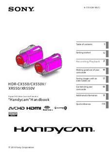 Sony HDR XR 550 V manual. Camera Instructions.