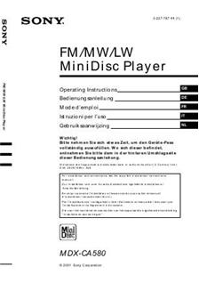 Sony MDX C580 manual. Camera Instructions.