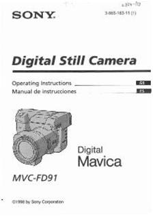 Sony MVC FD 91 manual. Camera Instructions.