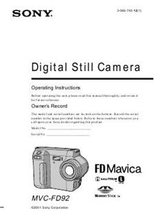 Sony MVC FD 92 manual. Camera Instructions.