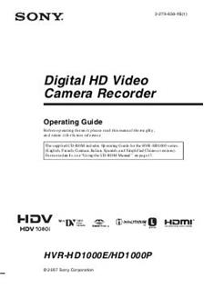 Sony HVR HD1000P manual. Camera Instructions.