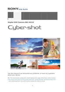 Sony Cyber-shot RX10 manual. Camera Instructions.