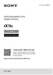 Sony A9 II manual. Camera Instructions.