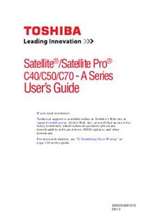 Toshiba Satellite Pro C70 manual. Camera Instructions.