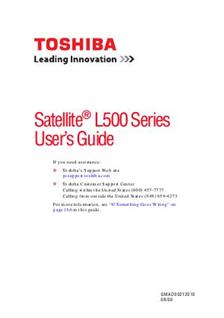 Toshiba Satelite L500 series manual. Camera Instructions.