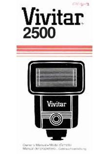 Vivitar 2500 manual. Camera Instructions.