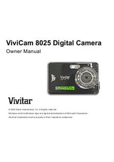 Vivitar ViviCam 8025 manual. Camera Instructions.