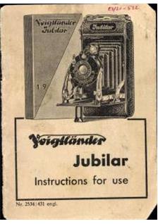 Voigtlander Jubilar manual. Camera Instructions.