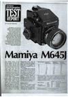 Mamiya M 645 J manual. Camera Instructions.