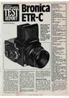 Bronica ETR C manual. Camera Instructions.