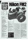 Nikon FM 2 manual. Camera Instructions.