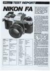 Nikon FA manual. Camera Instructions.